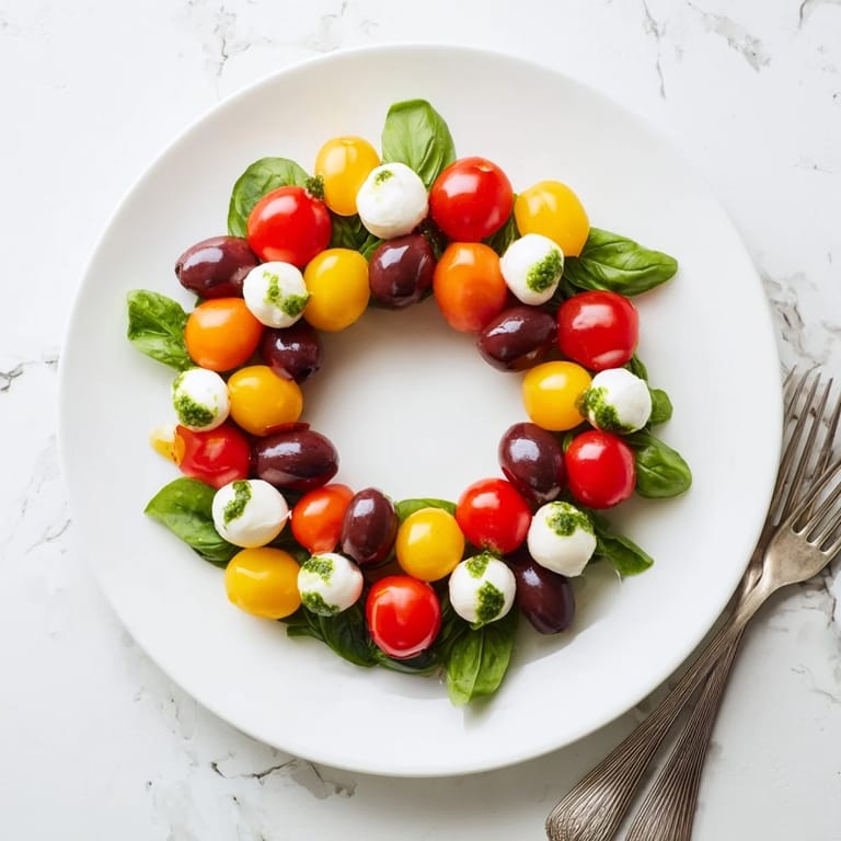 Fresh herbs and colorful olives create a delicious appetizer wreath full of flavor and texture.
