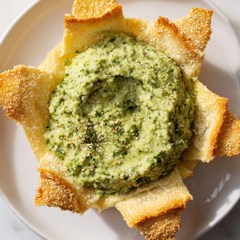 A festive star-shaped pesto dip, the creamy filling beckons next to golden pastry edges, ready to serve.
