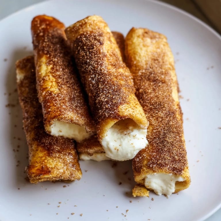 Close-up of freshly cooked Easy French Toast Roll-Ups, showcasing the sweet cinnamon sugar coating and delicious fillings.