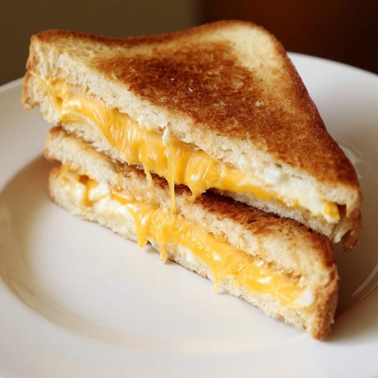 Crispy edges of Mayo Grilled Cheese, revealing gooey cheese—a simple, craveable American classic.