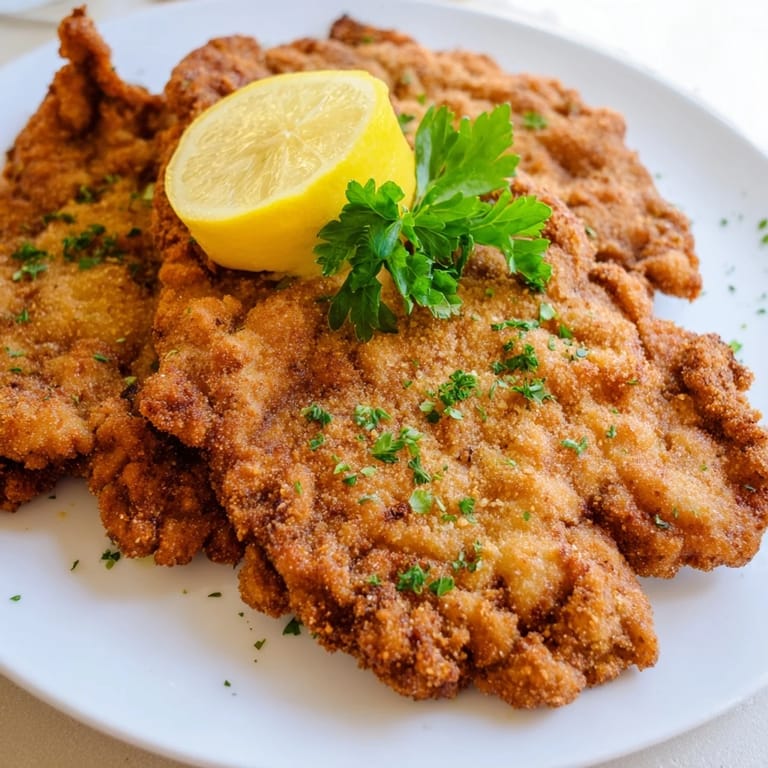 Imagine the satisfying crunch: A beautiful plate of Austrian Wiener Schnitzel, dripping with juicy flavor.