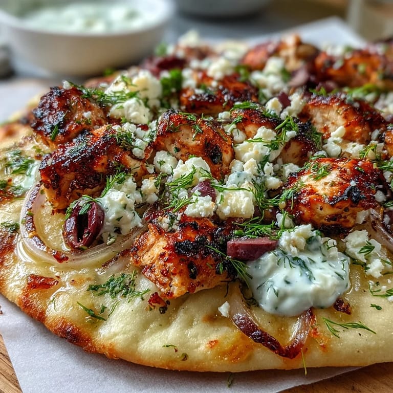Served on a rustic board, the naan crust looks delightfully crisp and warm.