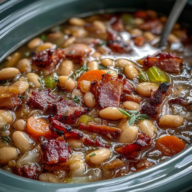 Warm, comforting slow cooker soup featuring smoky ham, soft beans, and vibrant carrots.