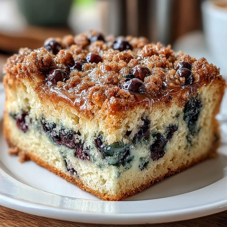 Delicious homemade lemon blueberry sourdough coffee cake squares, perfect for brunch or a sweet afternoon snack.  