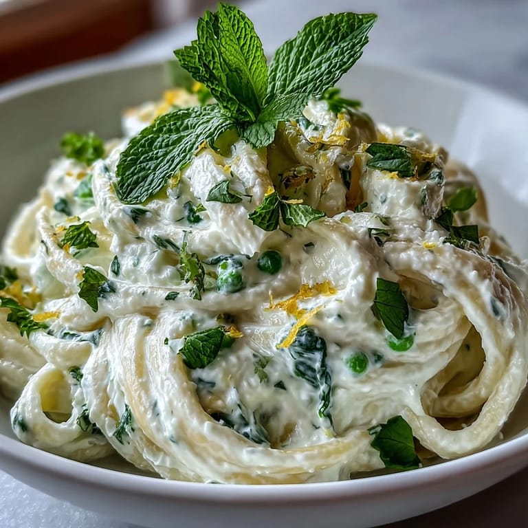 Lemon Ricotta Pasta with mint and peas, a delicious Italian-inspired dish ready to enjoy.