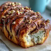 Decadent Nutella Babka loaf with rich chocolate-hazelnut swirls, perfect for breakfast or dessert.